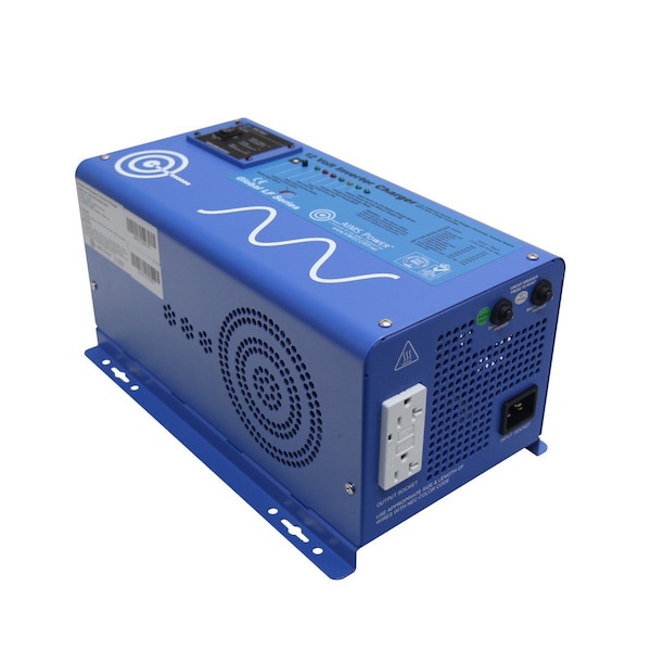 Aims Power Power Inverter and Battery Charger, Pure Sine, 3,000 W Peak, 1,000 W Continuous, 2 Outlets PICOGLF10W12V120VR - main